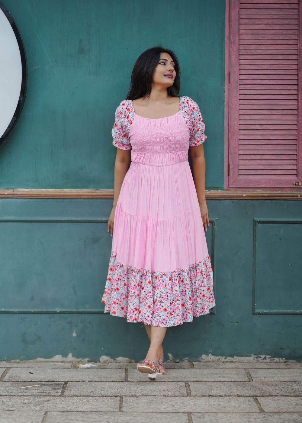 Daisy Pink Flare Dress – Playful Charm in a Flowing Silhouette