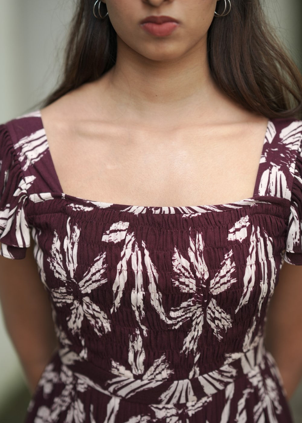 Maroon Bloomtrail – Flowing Floral Elegance with a Timeless Charm