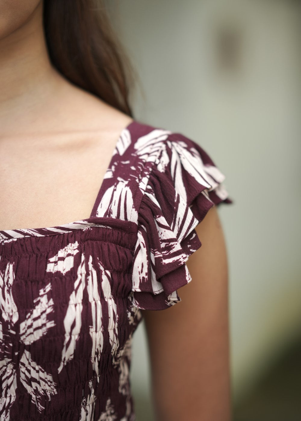 Maroon Bloomtrail – Flowing Floral Elegance with a Timeless Charm
