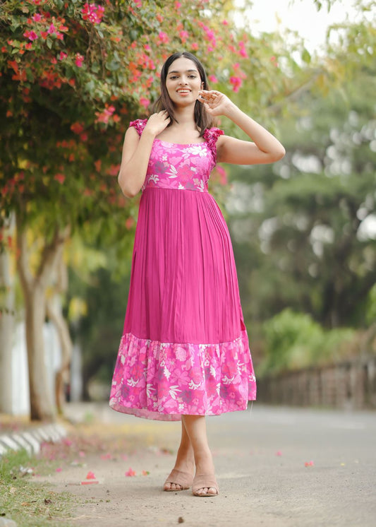 Blush Garden Floral Printed Dress