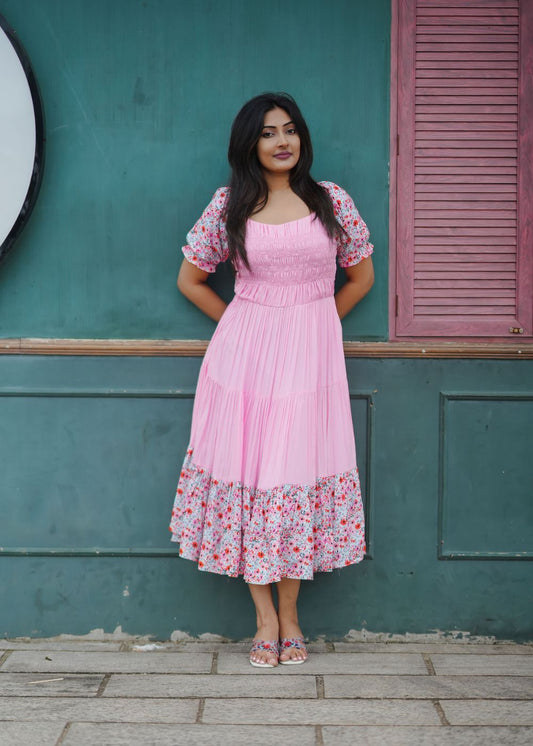 Daisy Pink Flare Dress – Playful Charm in a Flowing Silhouette